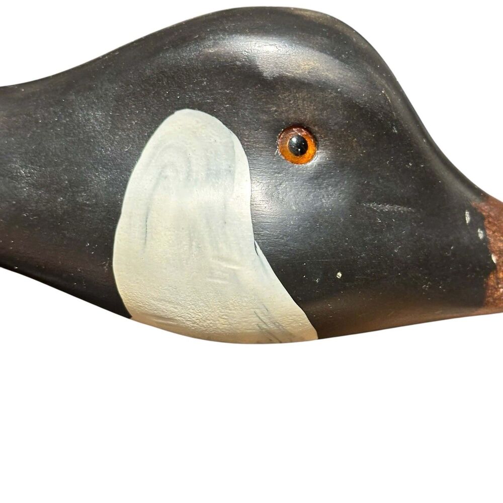 Vintage 1986 Hand Carved Wood Canada Goose Decoy 23in Preening Glass Eyes Large - Picture 7 of 15